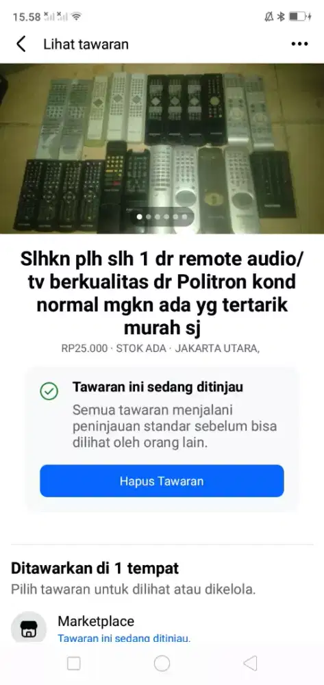 Slhkn plh slh 1 dr remote audio/tv Politron kond normal hrg murah sj