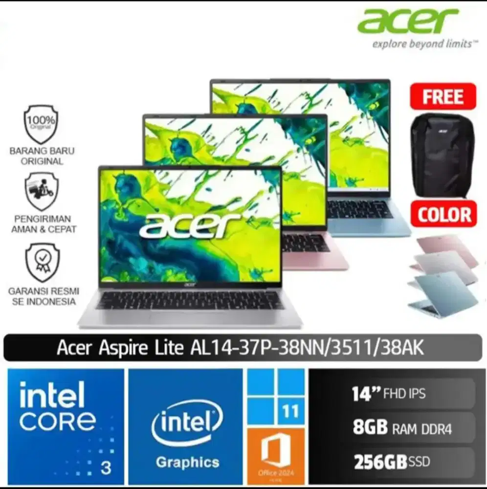 ACER AL14-37P-38AK Intel Core 3 8/256 / ASUS / HP / LENOVO / ADVAN