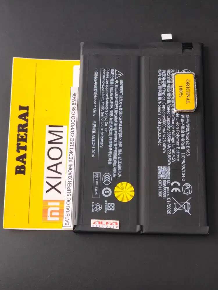 Baterai XIAOMI REDMI 15C 4G /Baterai POCO C85 Baterai BN-68 ORIGINAL