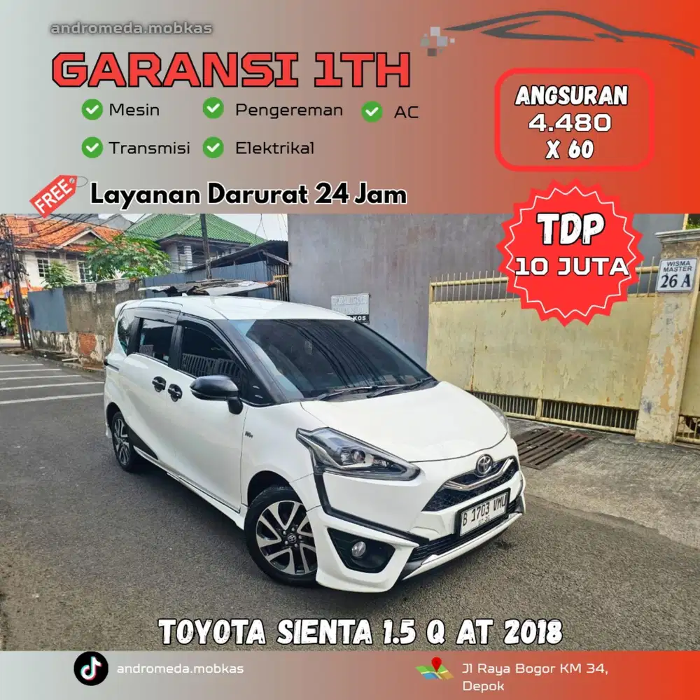TDP 10 JT TOYOTA SIENTA 1.5 Q AT 2018 ISTIMEWA PAJAK PANJANG