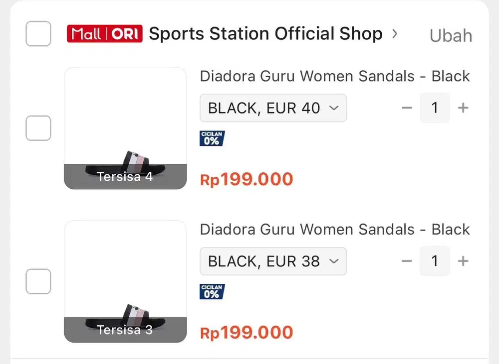 Sandal Diadora Black size 38 & 40