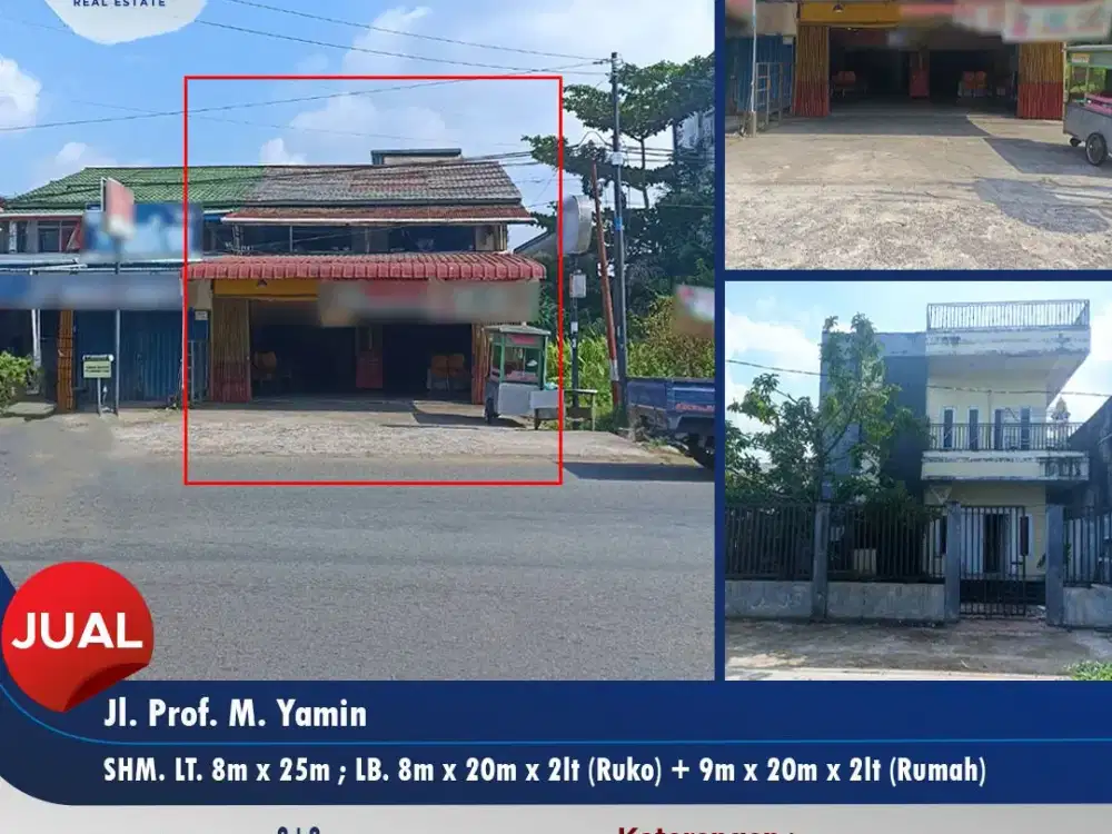 Ruko dan rumah kost terhubung Jalan prof m yamin, pontianak selatan