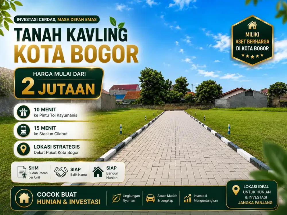 Tanah Siap Bangun Hunian di Kota Bogor, 2 Jt-an SHM Sudah Pecah