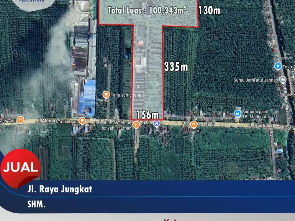 Tanah tepi jalan Raya Jungkat, Pontianak Mempawah