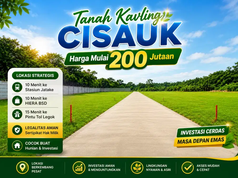 Tanah Murah 200 Jt-an Dekat HIERA BSD Land, SHM Terjamin