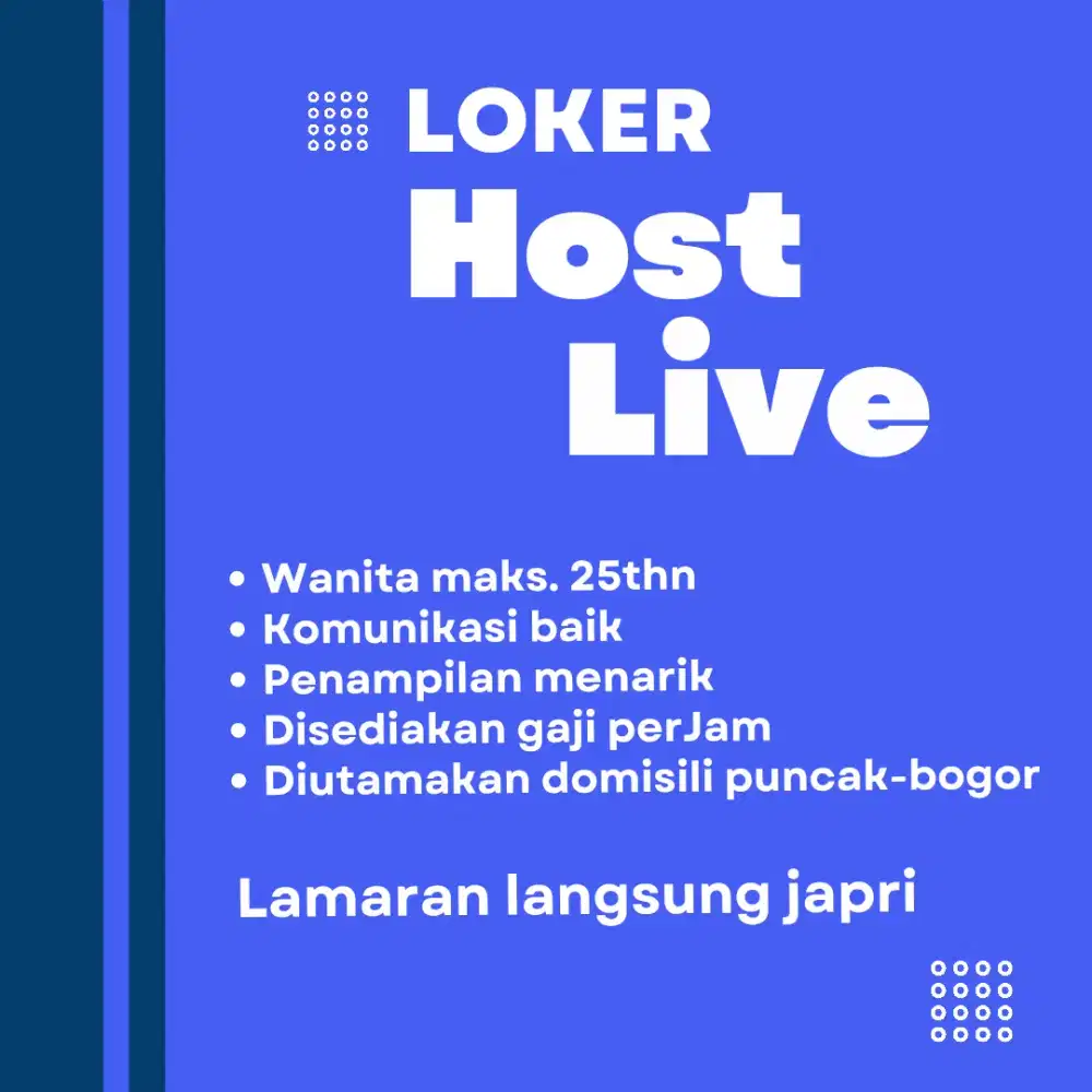 LOKER HOST LIVE puncak bogor