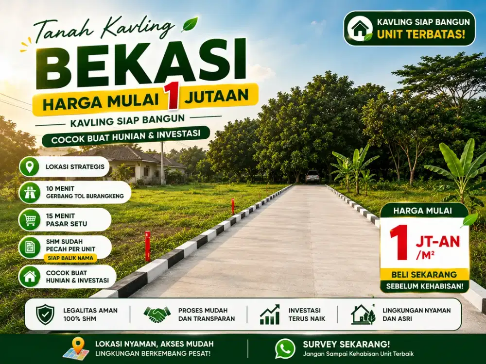 Kavling Dekat Pintu Tol Burangkeng Hanya 1 Jt-an, SHM Sudah Pecah