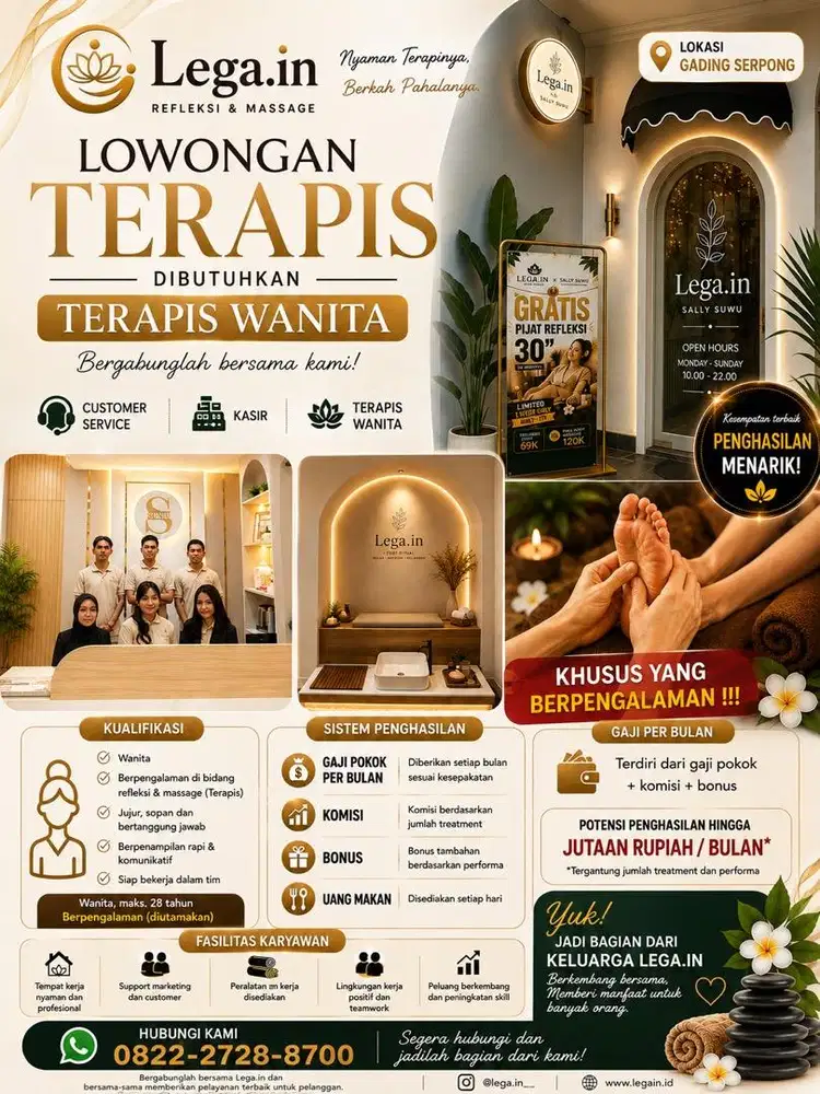 LOWONGAN TERAPIS REFLEKSI DAN MASSAGE
