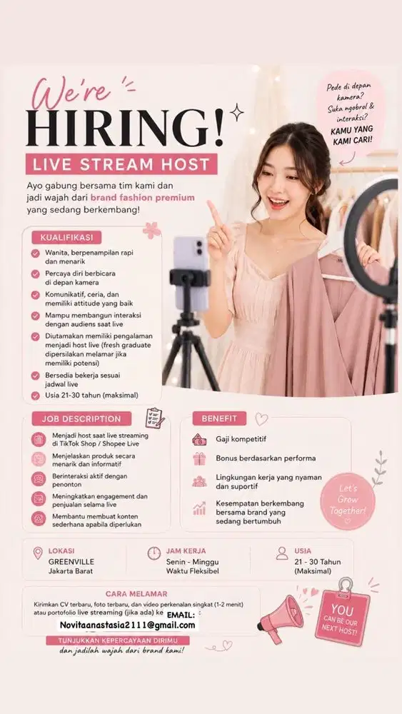 Open lowongan kerja untuk live streaming daerah tanjung duren