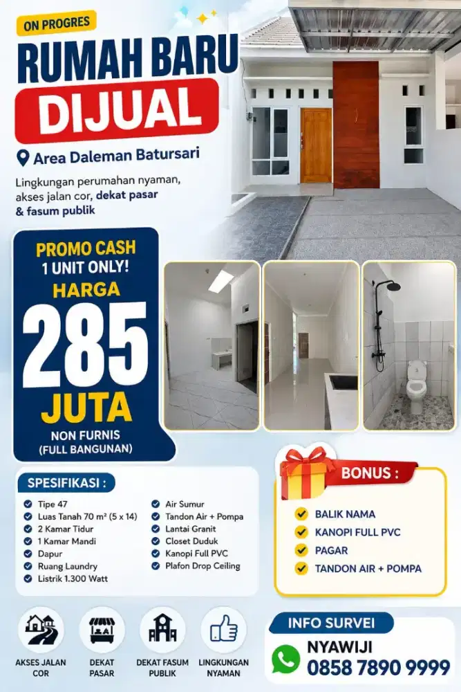 RUMAH MURAH SIAP HUNI SHM BISA KPR DIBATURSARI
