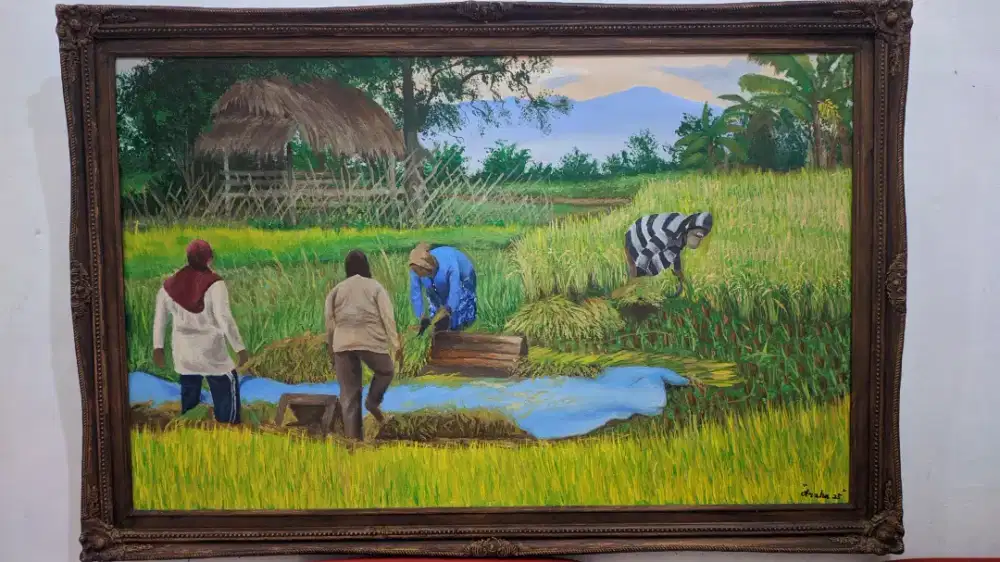 Lukisan panen ukuran 135×90 cm