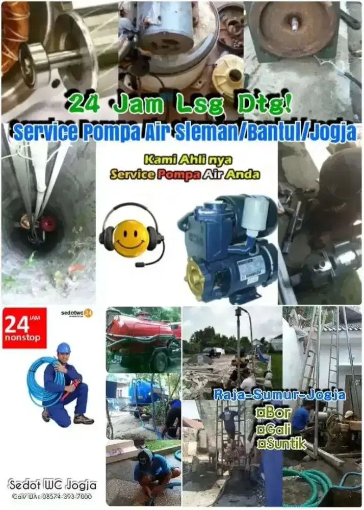SERVICE SERVIS POMPA AIR 24 JAM SUMUR BOR JOGJA SUNTIK GALI  SEDOT WC