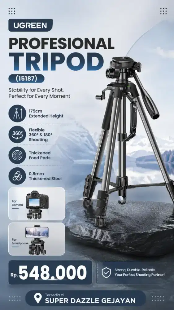 UGREEN PROFESIONAL TRIPOD FOR CAMERA & PHONE (15187)
