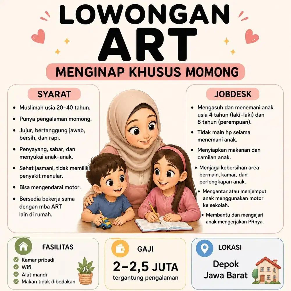 Loker art khusus momong menginap