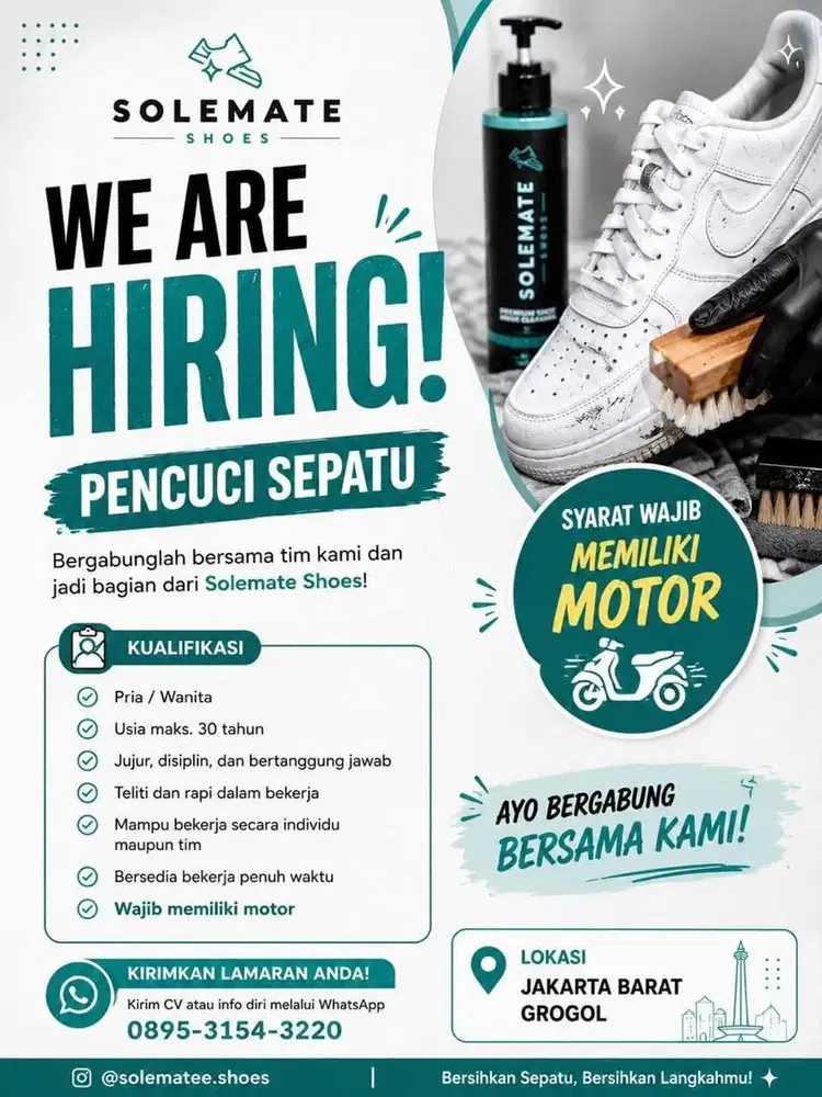 dicari pencuci sepatu