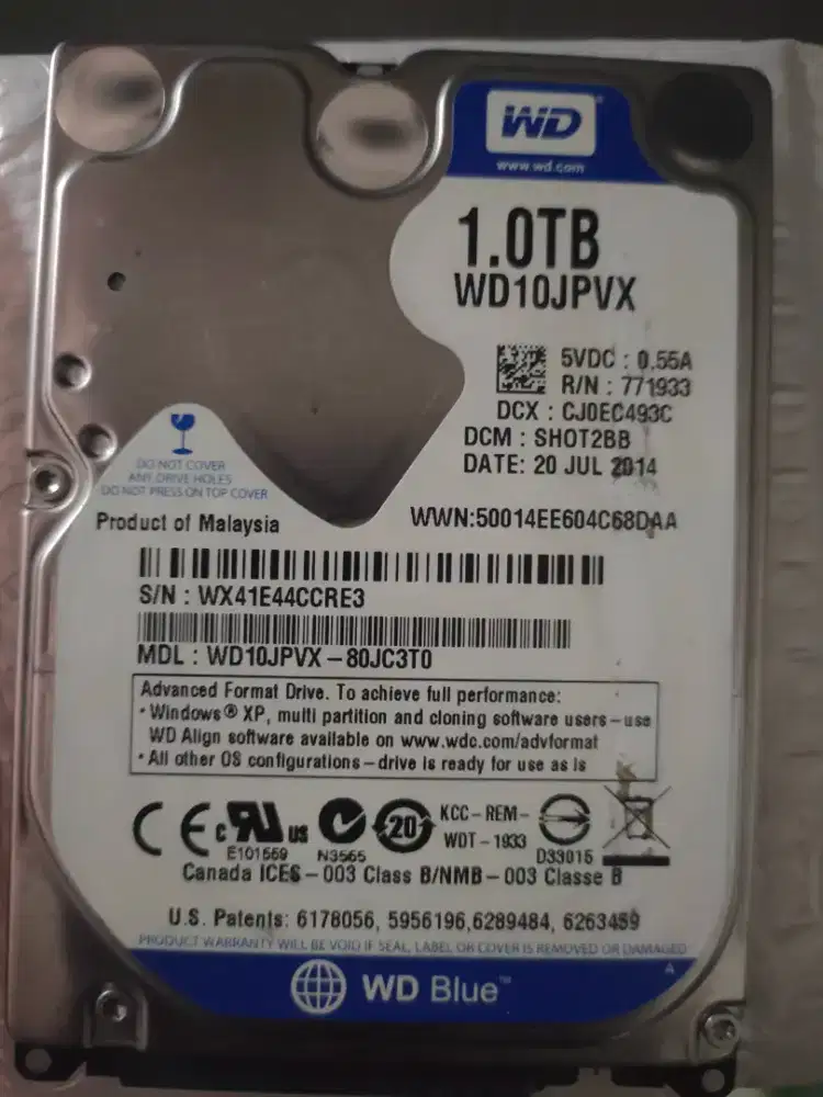 HDD 1 TB WD 2,5inch sentinel 100/92