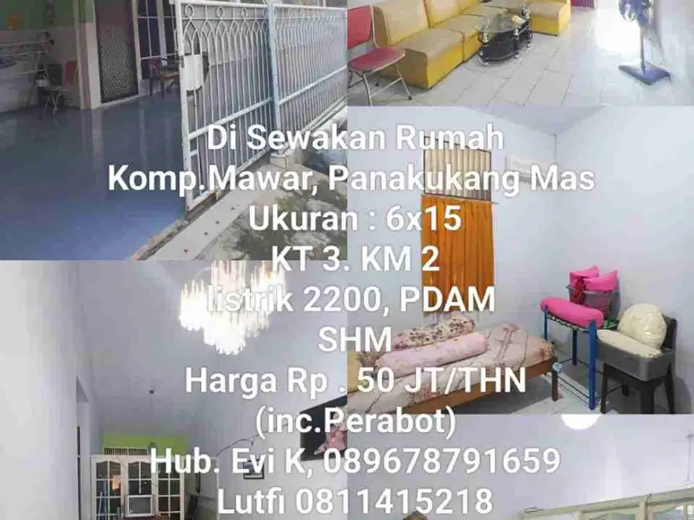 Disewakan Rumah Minimalis di Kompleks. Mawar Panakukkang Mas Makassar