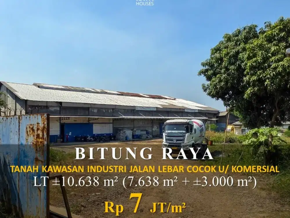 DIJUAL TANAH KOMERSIAL BITUNG TANGERANG 10.638m² DEKAT TOL SHM NEGO