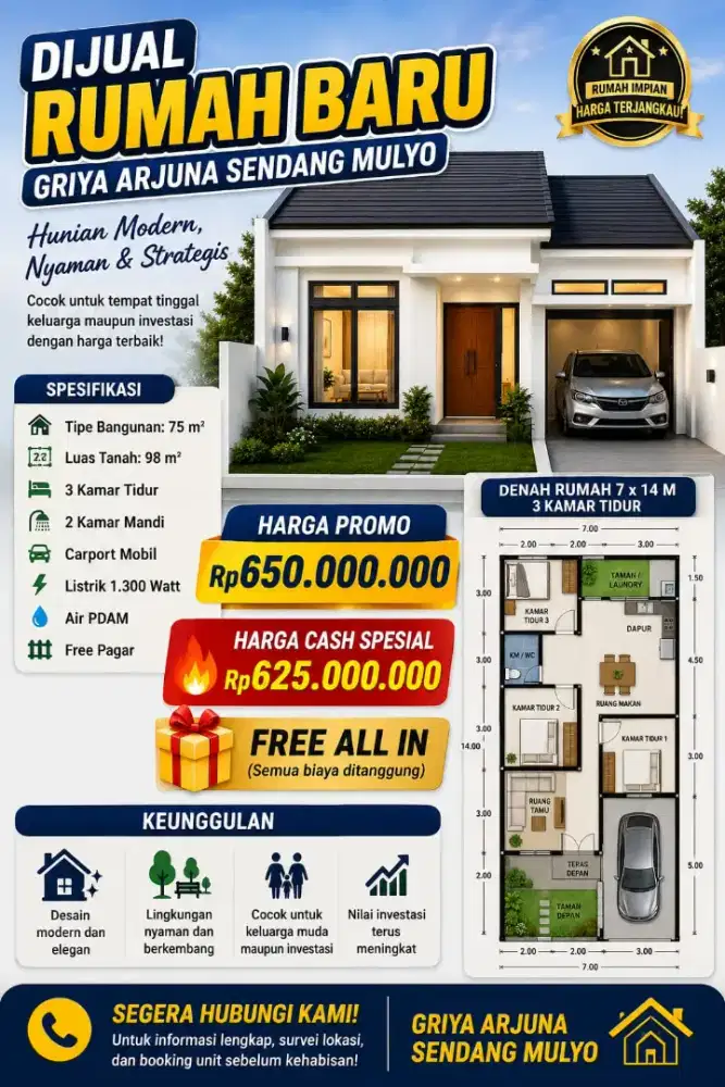 DI JUAL RUMAH BARU DI SENDANGMULYO DEKAT UNIMUS