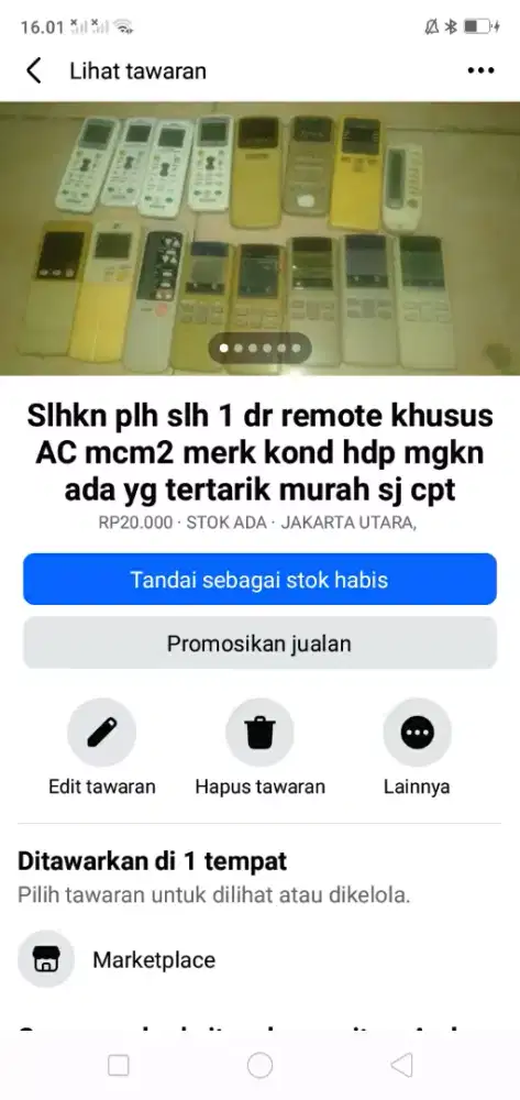 Slhkn plh slh 1 dr remote AC mcm2 merk kond normal mgkn tertarik