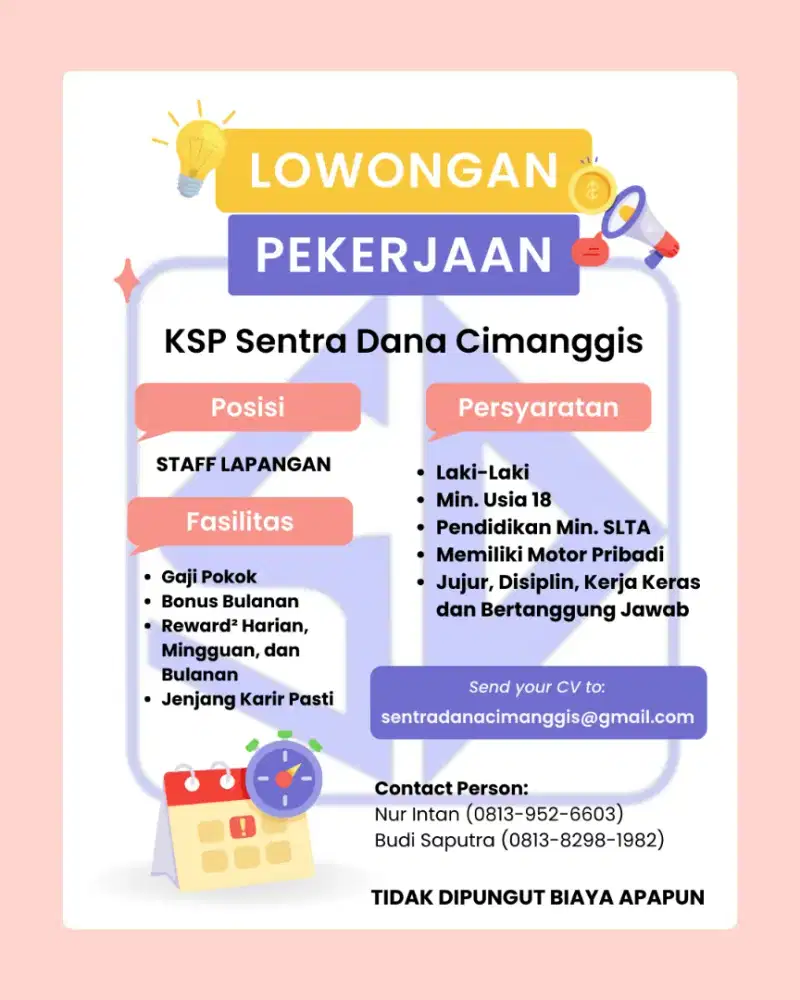 DIBUTUHKAN SEGERA STAFF LAPANGAN!!!