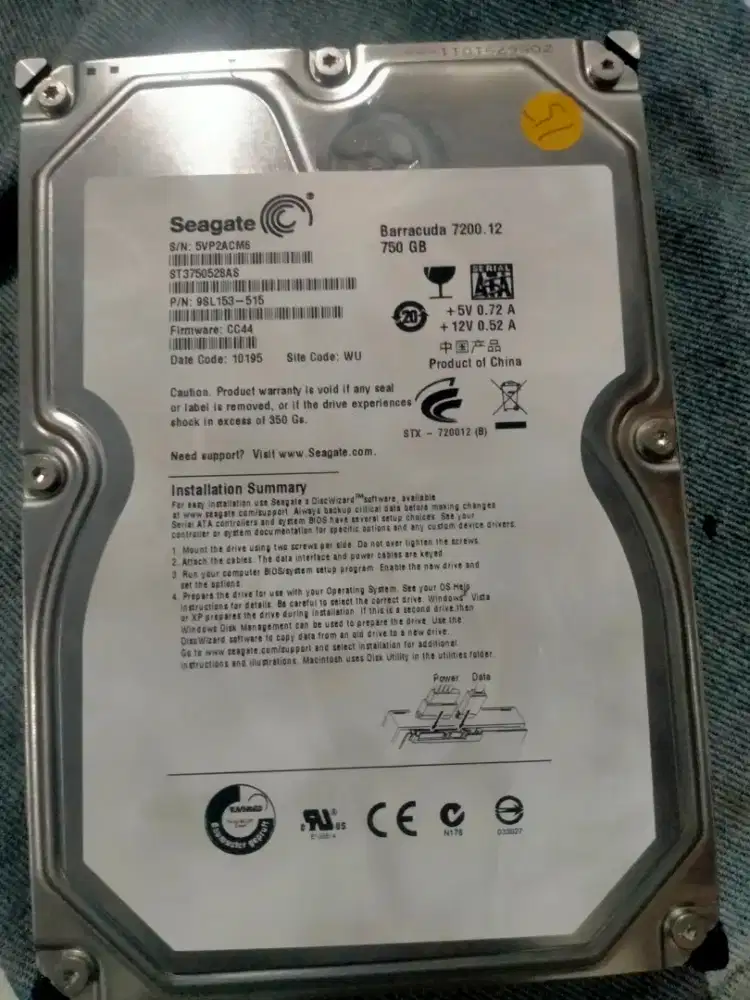 Hardisk komputer 750 GB Seagate barracuda