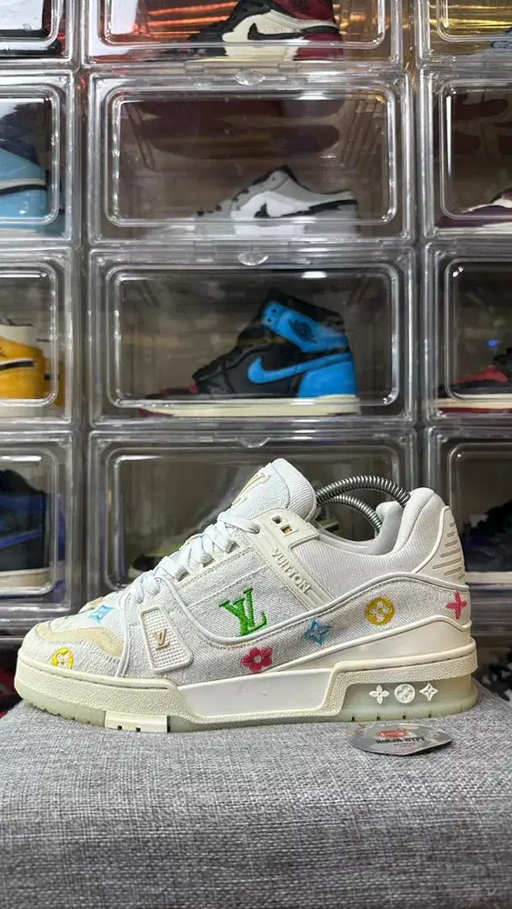 LOUIS VUITTON x TM LV TRAINER DENIM SNEAKERS
