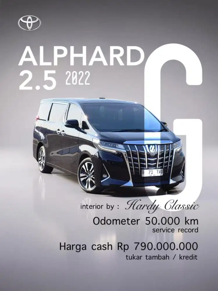 Toyota Alphard 2.5 G 2022 Black interior Hardy Classic