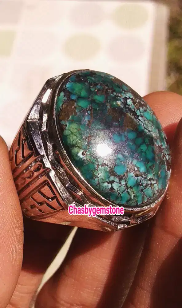 Batu Pirus Persia Biru gradsi serat kura-Pirus Persia serat kura lawas