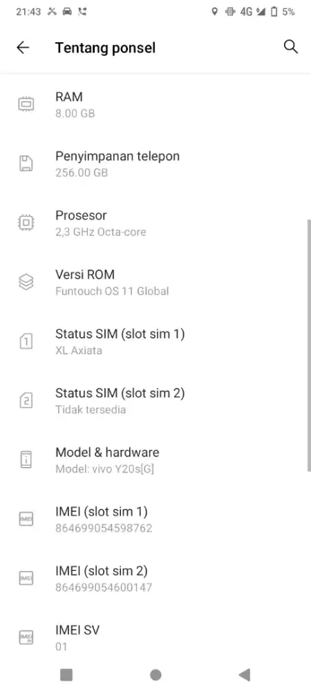 Vivo y20s 4g ram lega mantap