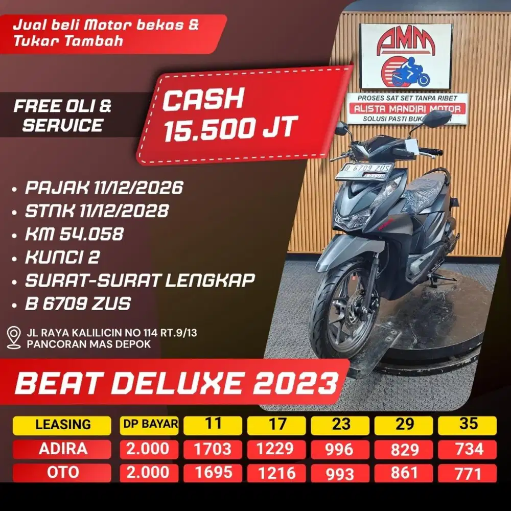 BEAT DELUXE 2023 PAJAK HIDUP KUNCI 2 CASH / KREDIT ALISTA