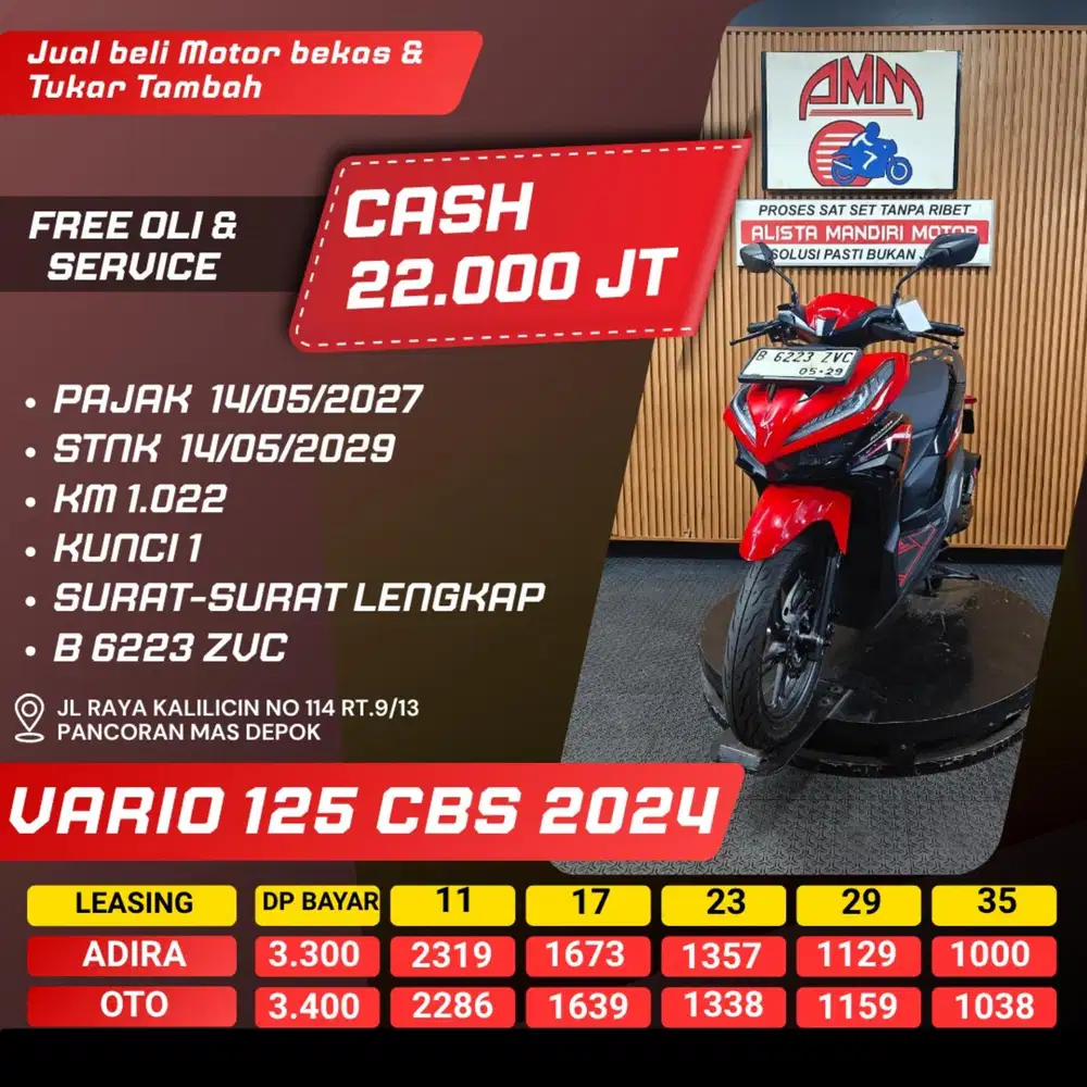 VARIO 125 CBS 2024 PAJAK HIDUP KM LOW CASH / KREDIT ALISTA