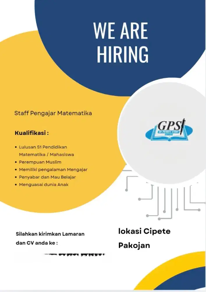 Dibutuhkan SEGERA STAFF BIMBEL