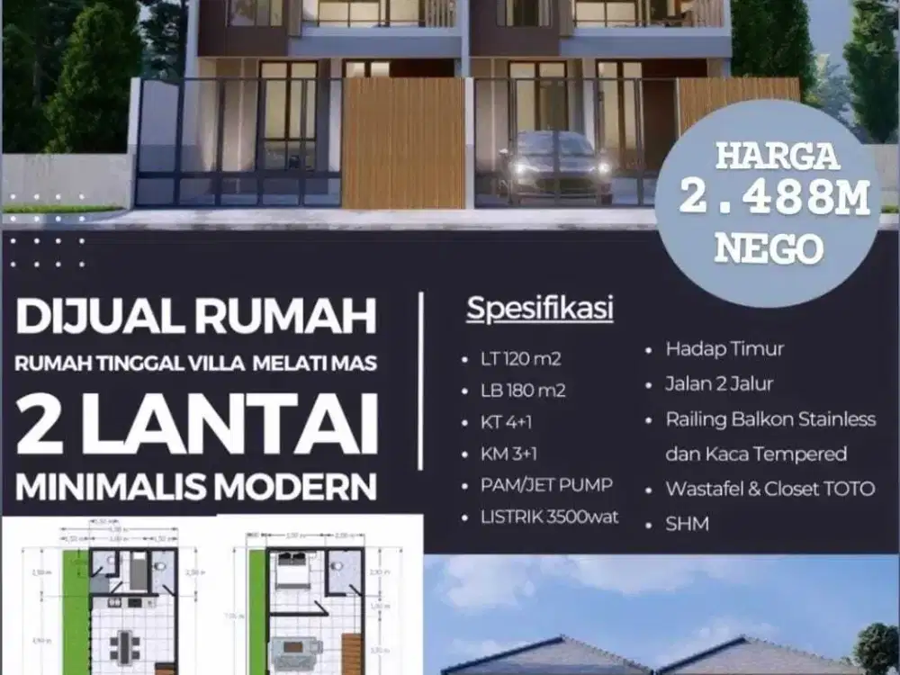 Di Jual MURAH Rumah Siap Huni, di Villa Melati Mas SR - BSD City, Tangerang Selatan.