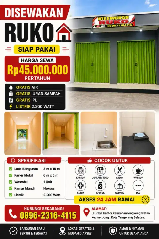 RUKO SEGERA DI SEWAKAN DAERAH BSD