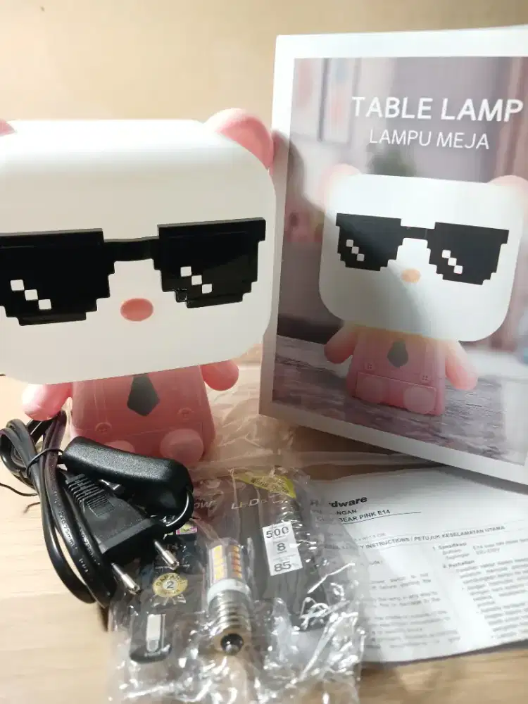 AZKO Eglare Lampu Meja Cube Bear Table Lamp Lampu Baca Dan Belajar