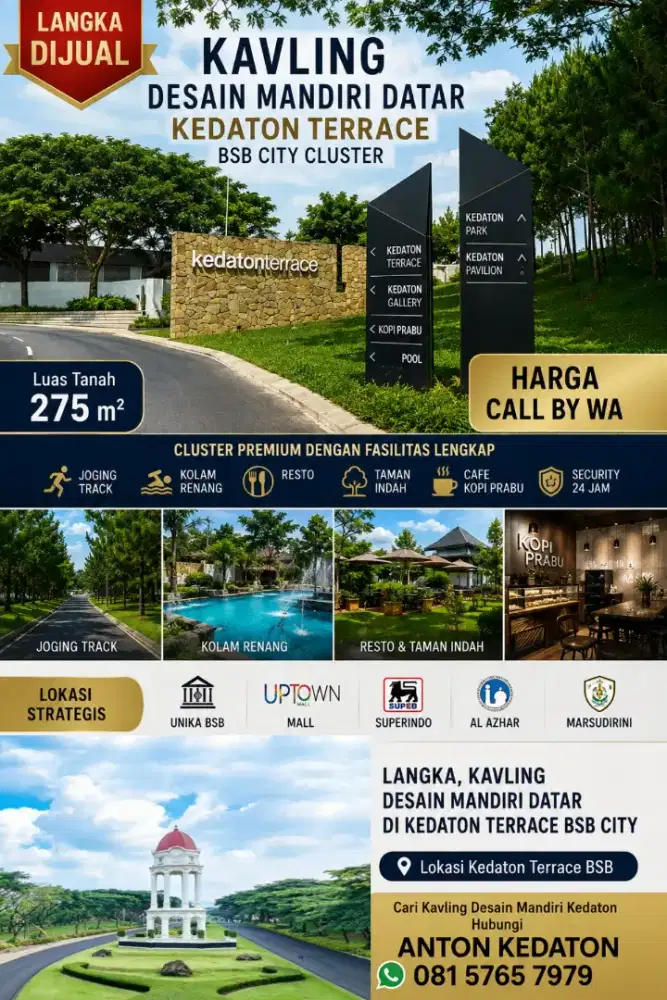 Langka kavling desain mandiri kedaton BSB hilago bron tanpa perantara