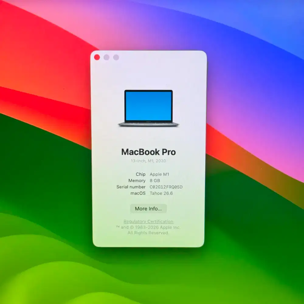 Macbook Pro M1 Layar 13 inch Ram 8 Ssd 256 Layar 13 inch Space Grey