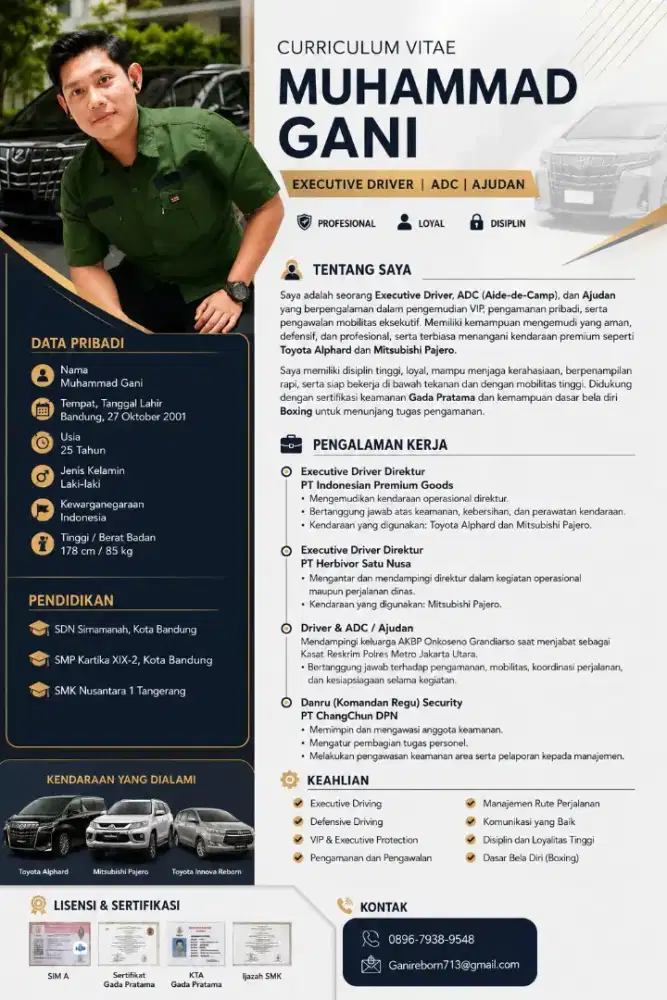 DRIVER PRIBADI/DIREKSI/ADC/AJUDAN