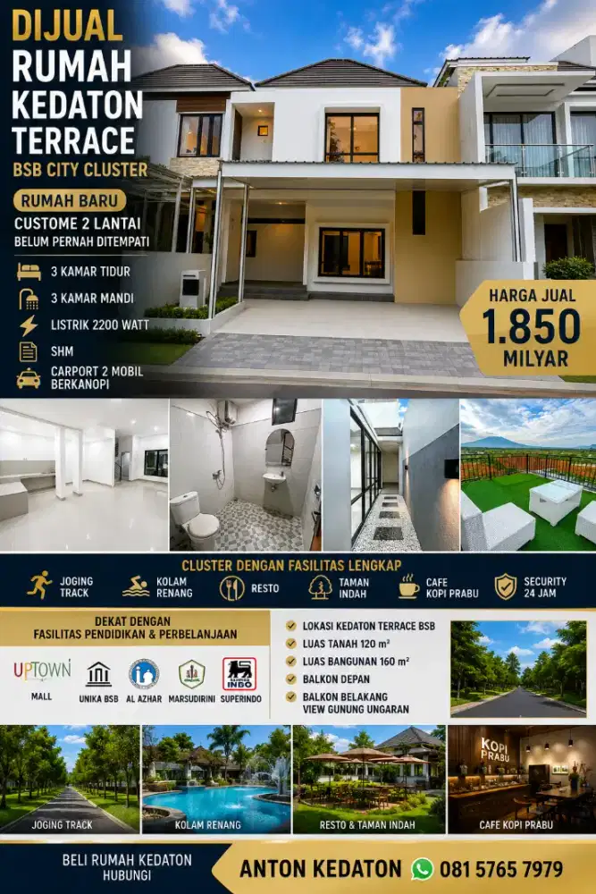 Kedaton 2LT sdh renov bsb city miles victoria highland murah BU cepat