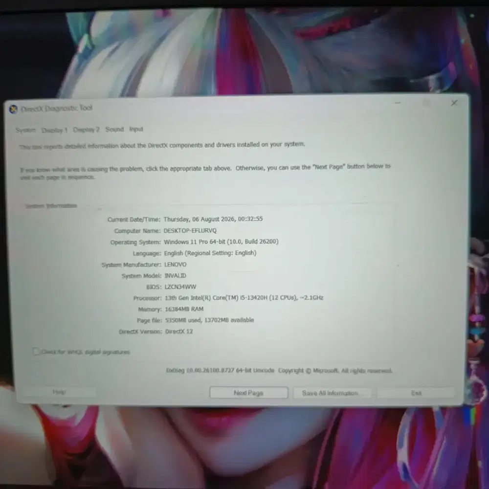 Lenovo LOQ 15IRH8 RTX 4050 Vram 6Gb