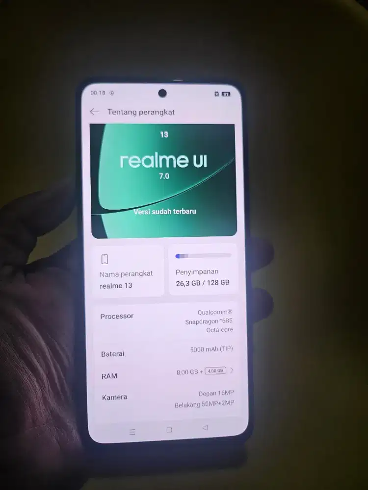Realme 13 4G 128GB
Ram 8, Snapdragon 685