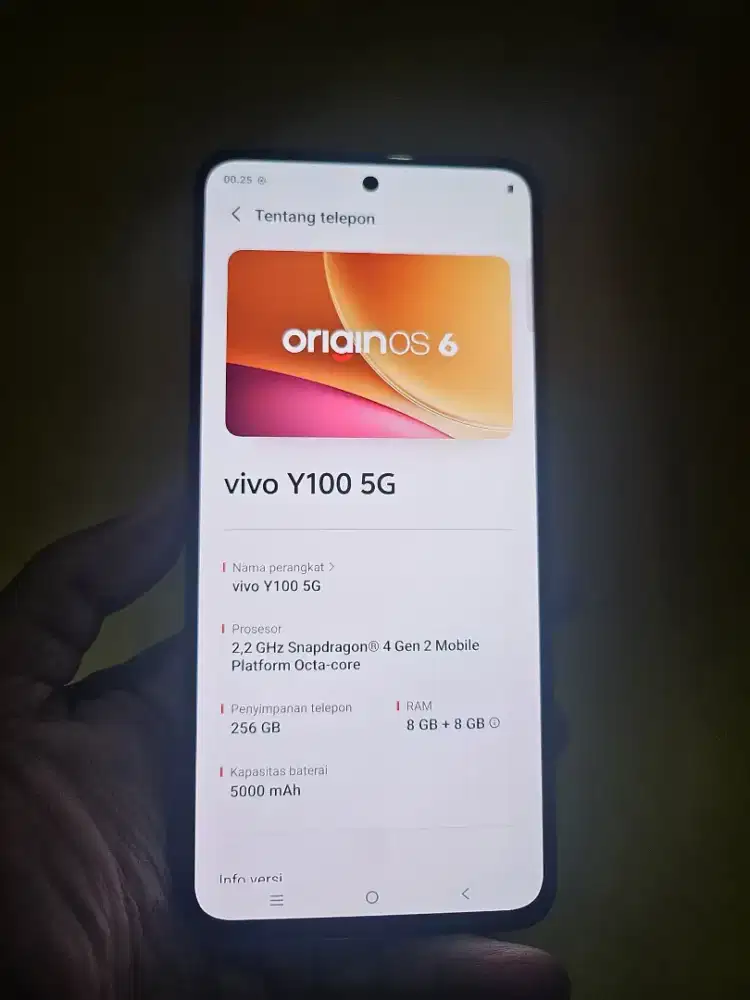 Vivo Y100 5G 256GB
Ram 8, Snapdragon 4 Gen 2