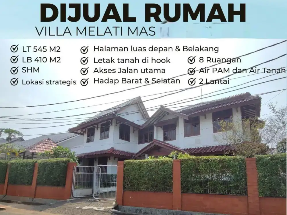Di jual MURAH / disewakan Rumah di Jl. Boulevard Villa Melati Mas, BSD City, Tangerang Selatan