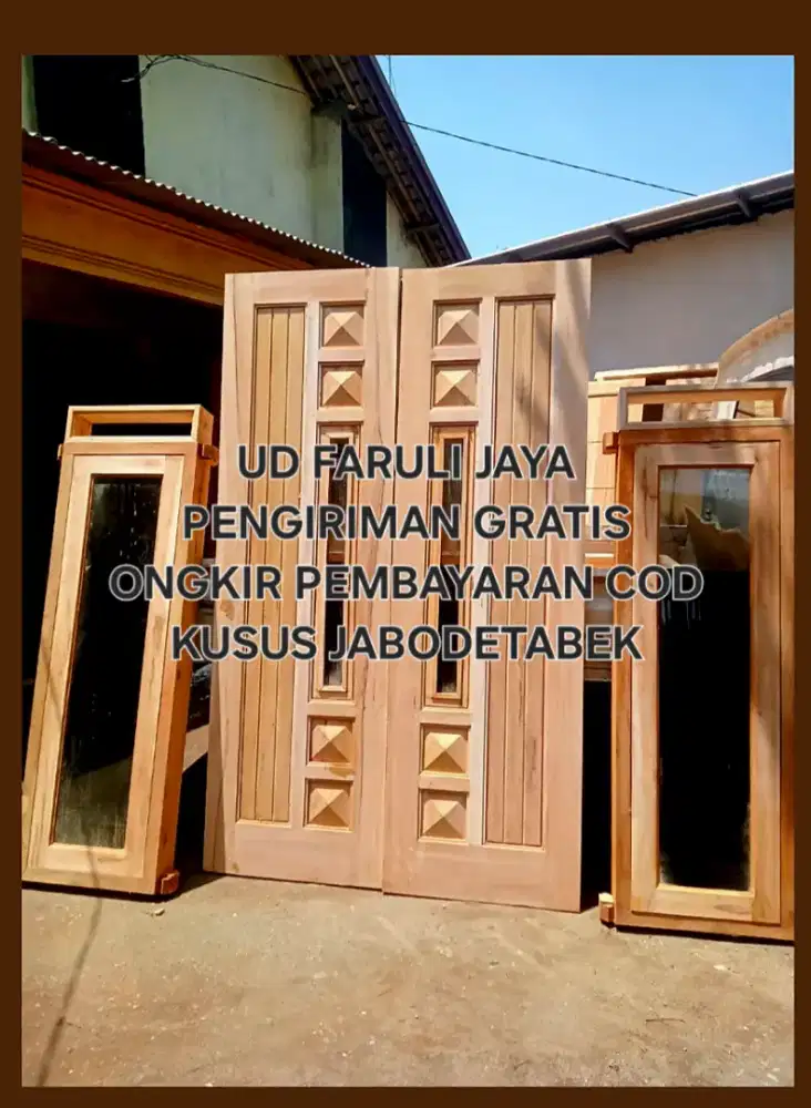 ​Kusen Pintu Rumah Kayu Solid Mahoni / Meranti Lokal Custom Ukuran