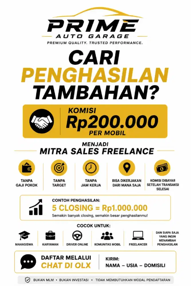 Freelance Surabaya | Komisi Rp200.000 per Mobil | Tanpa Target