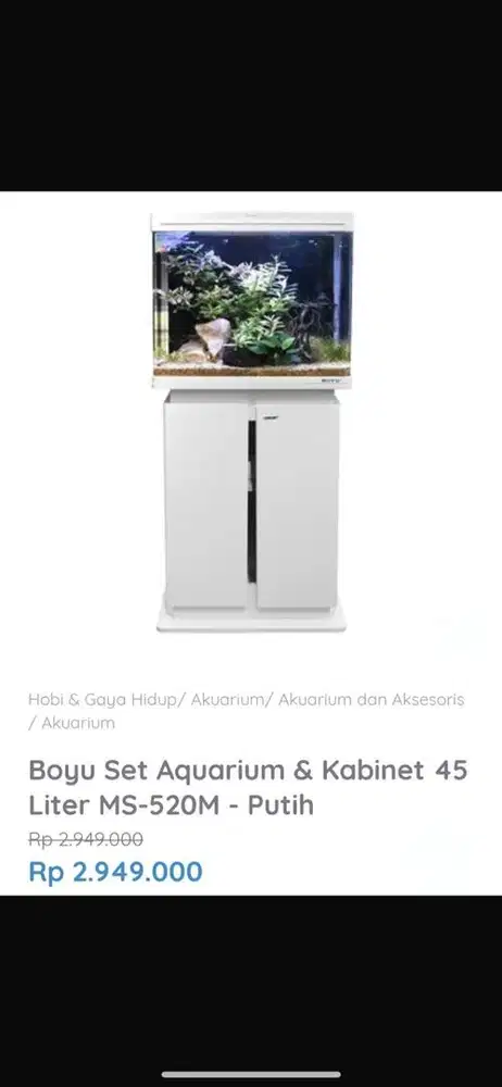 Boyu set aquarium & kabinet 45 L MS-520M (putih )