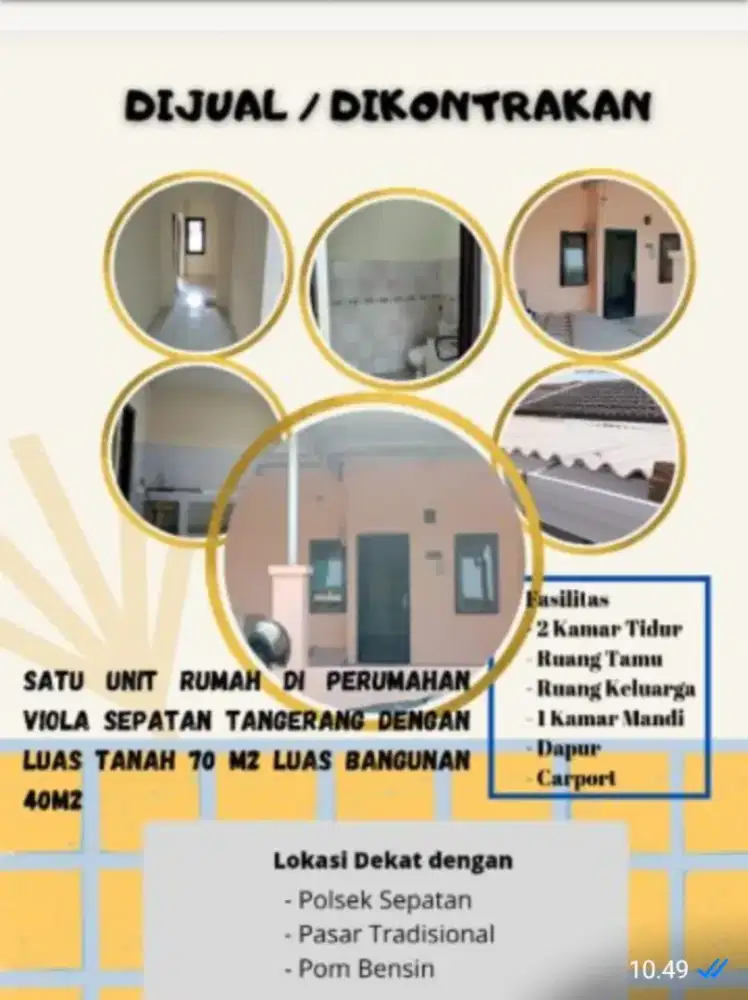 Disewakan rumah siap huni Sepatan viola