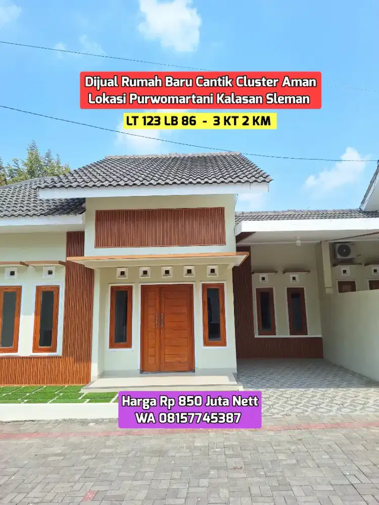 DIJUAL RUMAH BARU CANTIK DALAM CLUSTER PERUMAHAN PURWOMARTANI KALASAN