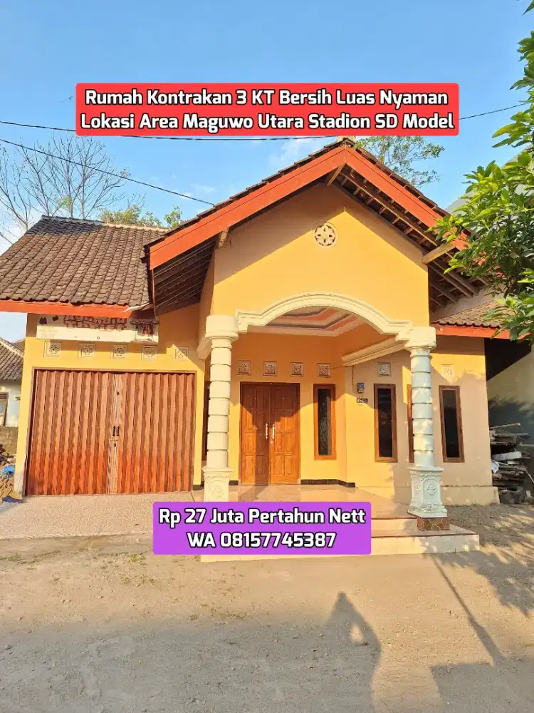 RUMAH KONTRAKAN 3 KT UTARA STADION MAGUWO SD MODEL 26JUTA NETT